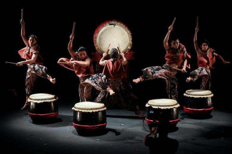 Members of the Hands Percussion rehearse for a live streaming performance at the Damansara Performing Arts Centre, in Petaling Jaya, Malaysia. REUTERS/ Lim Huey Teng    